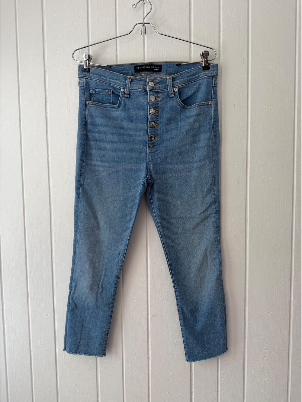 Veronica Beard Debbie Blue High-Rise Button-Fly Jeans Size 31